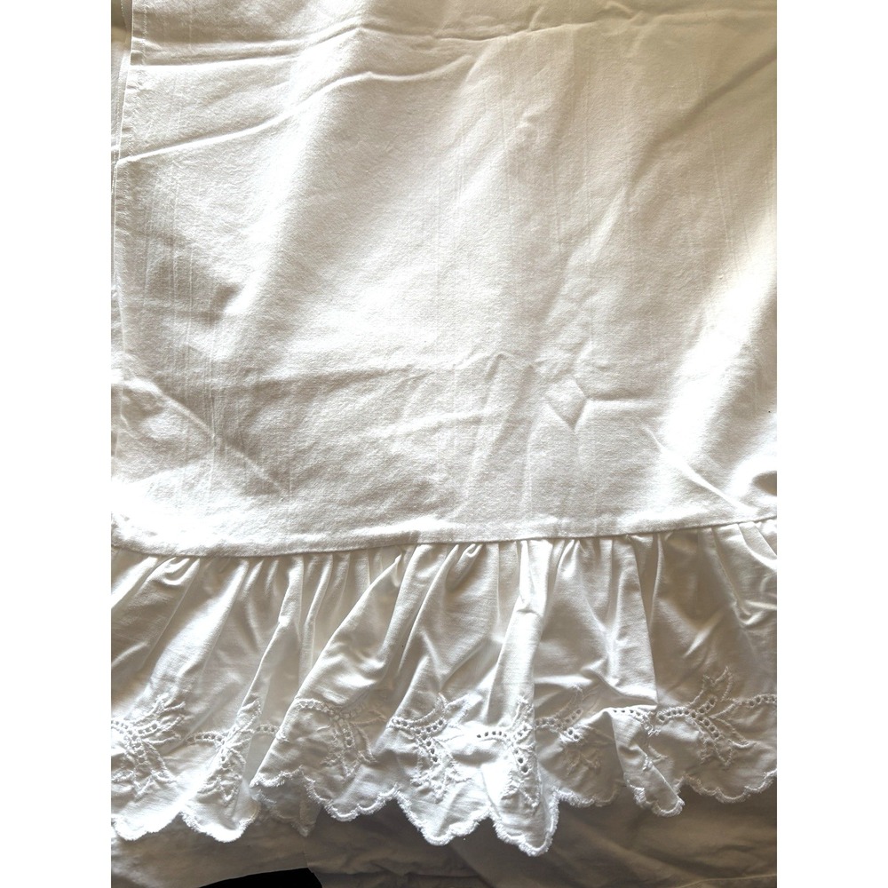 Vtg Ralph Lauren Flat Sheet Twin White Eyelet Cotton Log Cabin Patience Cotton